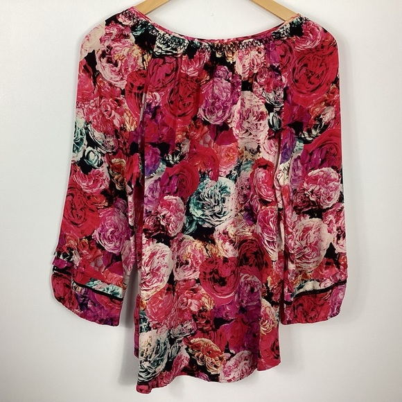 Vanessa Virginia Captured Rose Silk Blouse Size Small - Picture 6 of 10